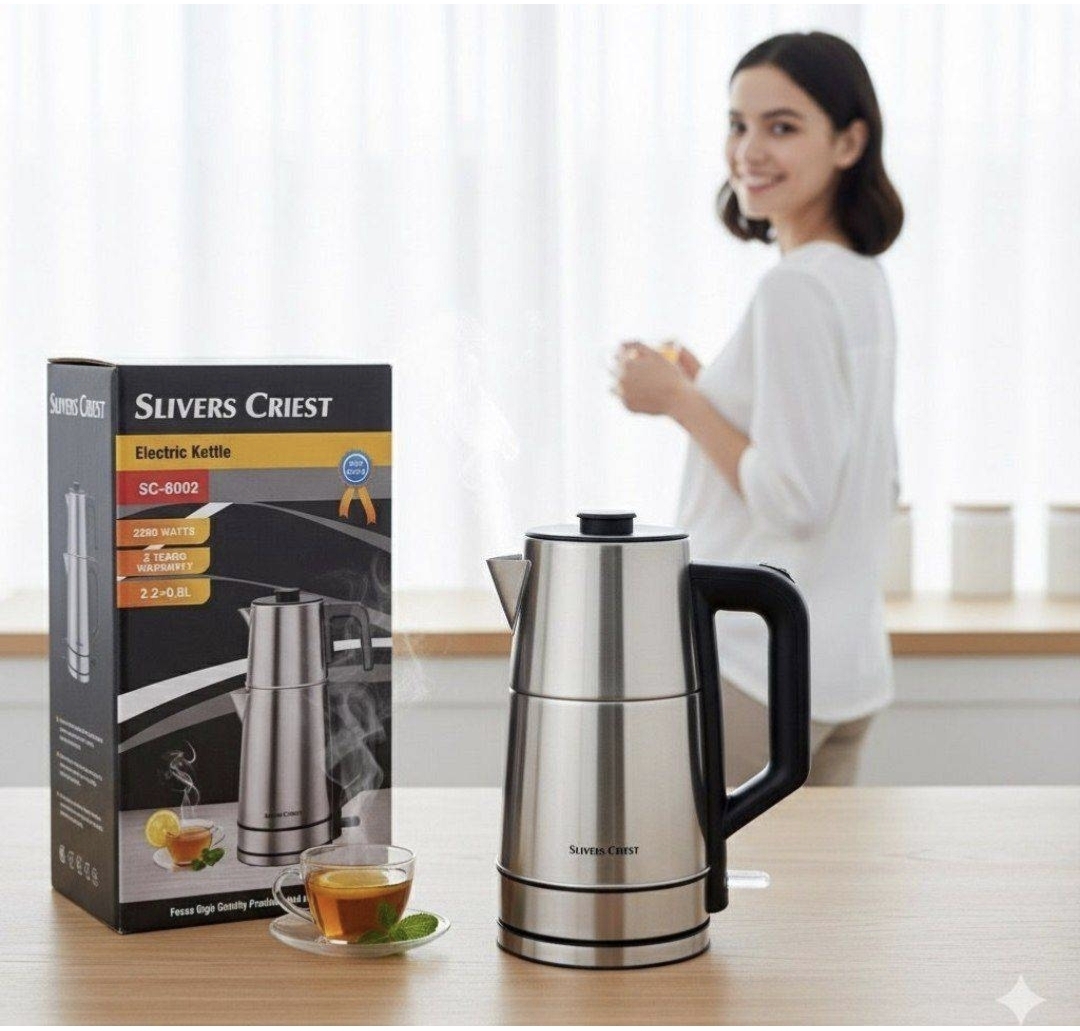 چای ساز روهمی استیل مدل 6002s برند سیلورکرست ( وارمردار گرم نگهدارنده دارد)